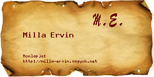 Milla Ervin névjegykártya